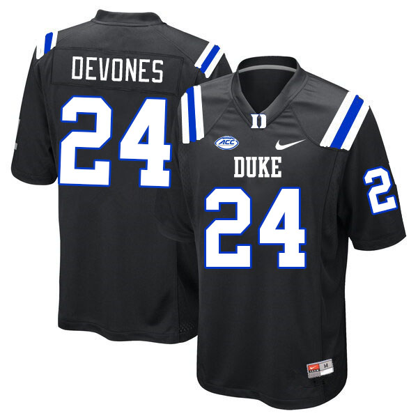 Men #24 Tre'Shon Devones Duke Blue Devils College Football Jerseys Stitched-Black